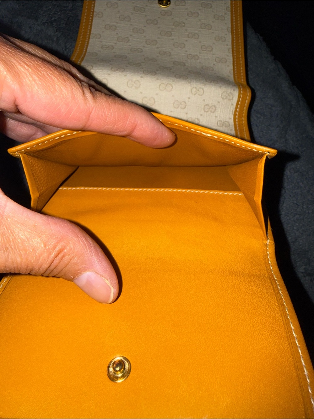 Gucci Canvas and Tan Leather Wallet with Gold Logo Hardware - Picture 4 of 10